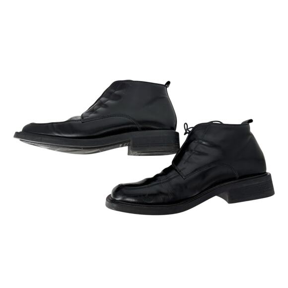 Vintage 90s Kenneth Cole Square Toe Ankle Boots Mens Size 10 Black Leather - Picture 6 of 13